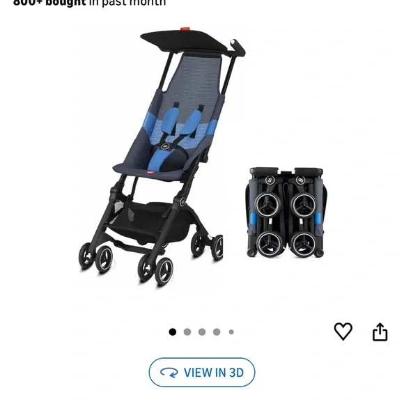 Foldable Black and Blue Stroller - Picture 6 of 6